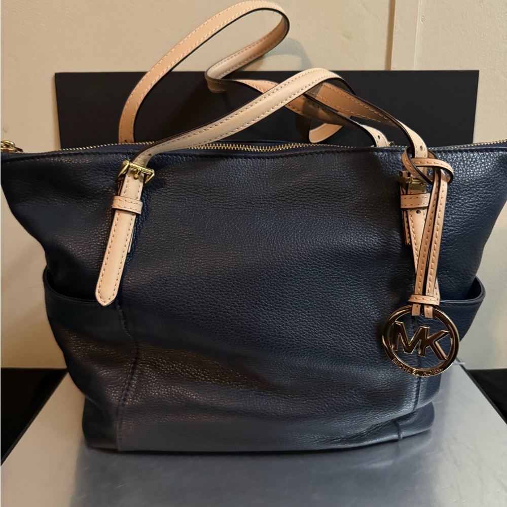 Michael Kors Navy Leather Tote Bag
